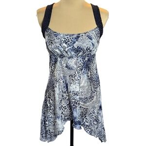 Y2k Silk Babydoll Top Sz S Whimsigoth Fairy Grunge Ethereal Asymmetrical Blue